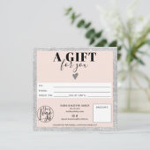 Silberblütenrosa Vierkant-Geschenkgutschein (Stehend Vorderseite)