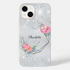 Silberblütenrot Rosa Glitzer Case-Mate iPhone 14 Hülle