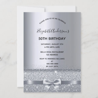 Silberbogen-eleganter Geburtstag Einladung