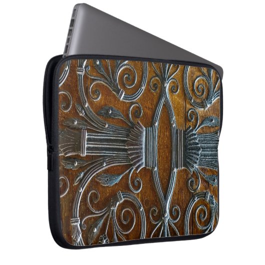 Silberbraunes Holz funkelnde Tür Laptopschutzhülle (Vorne Rechts)