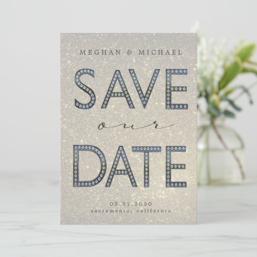 Silberbriefe fabelhaft Save the Date Einladung (Stehend Vorderseite)