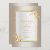 Silberbronze Blattgold ELEGANT CLASSY WEDY Einladung (Vorne/Hinten)