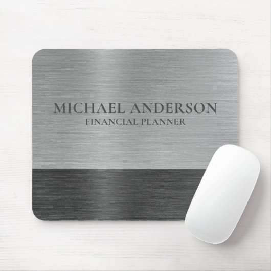 Silberbrushed Metal Metallic Monogram Name Mousepad (Mit Mouse)