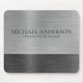 Silberbrushed Metal Metallic Monogram Name Mousepad (Vorne)