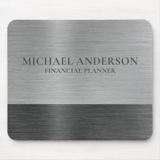 Silberbrushed Metal Metallic Monogram Name Mousepad (Vorne)