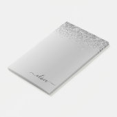 Silberbrushed Metal Monogram Name Luxus Post-it Klebezettel (angewinkelt)
