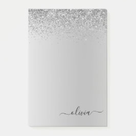 Silberbrushed Metal Monogram Name Luxus Post-it Klebezettel