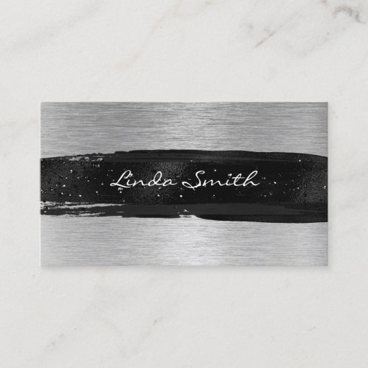 Silberbrushülle aus Metallfolie Schwarzer Pinselst Visitenkarte (Vorderseite)