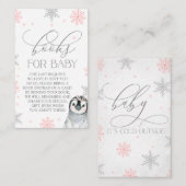 Silberbücher für Baby-Pinguin-Babydusche Visitenkarte (Vorne/Hinten)