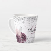 Silberburgund-Blume mit elegantem Monogrammnamen Milchtasse (Linke Ecke)
