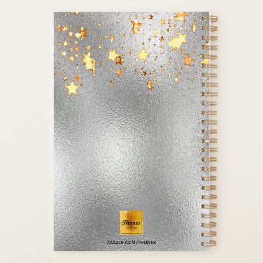 Silberburgunde Blume Goldsterne Planer (Rückseite)