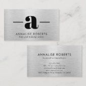 Silberbürste Metallbuchstabe A Monogram Haarmakeup Visitenkarte (Vorne/Hinten)