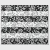 SilberDamasken an weißen und schwarzen Streifen Geschenkpapier (Flach)