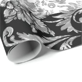 SilberDamasken an weißen und schwarzen Streifen Geschenkpapier (Rolleneckpunkt)