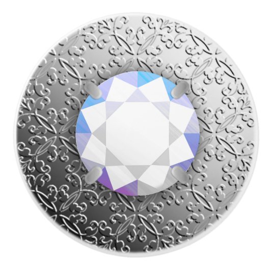 SilberDamast mit einem Imitat Diamantstein Keramikknauf (Vorderseite)