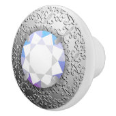 SilberDamast mit einem Imitat Diamantstein Keramikknauf (Rechts)
