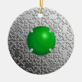 SilberDamast mit einem Imitat-Jadestein Keramik Ornament (Vorne)