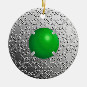 SilberDamast mit einem Imitat-Jadestein Keramik Ornament