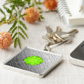 SilberDamast mit einem Imitat-Peridot-Edelstein Schlüsselanhänger (Seite)