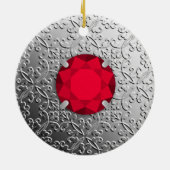 SilberDamast mit Imitat-Granatstein Keramik Ornament (Hinten)