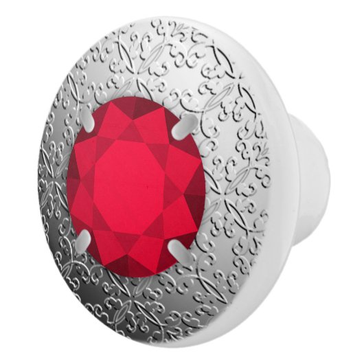SilberDamast mit Imitat-Granatstein Keramikknauf (Rechts)