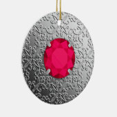 SilberDamast mit Ruby-Edelstein aus Imitaten Keramik Ornament (Rechts)