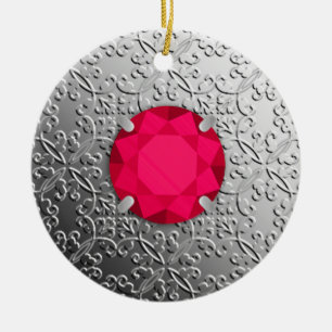 SilberDamast mit Ruby-Edelstein aus Imitaten Keramik Ornament