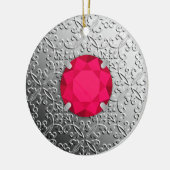SilberDamast mit Ruby-Edelstein aus Imitaten Keramik Ornament (Links)