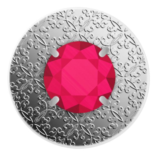 SilberDamast mit Ruby-Edelstein aus Imitaten Keramikknauf (Vorderseite)