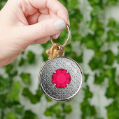 SilberDamast mit Ruby-Edelstein aus Imitaten Schlüsselanhänger (Hand)