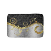SilberDamast und schwarzer Damast Badematte (Vorderseite)
