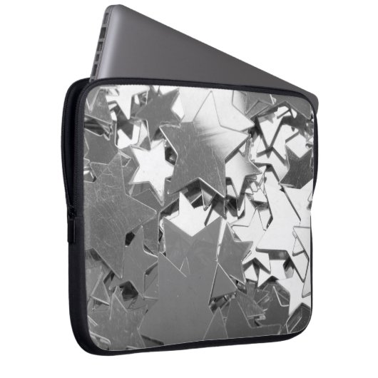 Silberdekorative Sterne Laptopschutzhülle (Vorne Rechts)