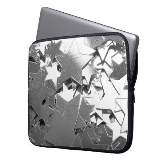 Silberdekorative Sterne Laptopschutzhülle (Vorderseite Links)