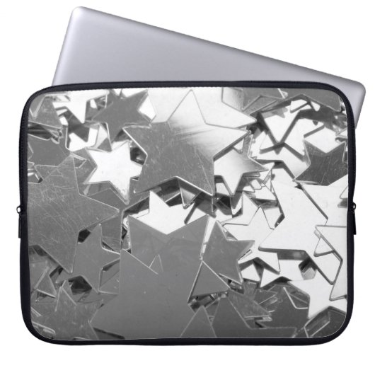 Silberdekorative Sterne Laptopschutzhülle (Vorderseite)
