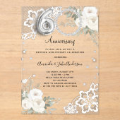 Silberdiamanten-Florale 60. Acryleinladungen (Vorderseite)