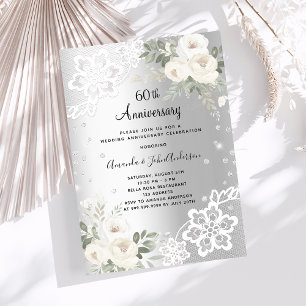 Silberdiamanten Luxus 60. Hochzeitstag Einladung