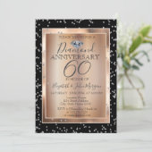 Silberdiamanten, Rose Gold-Hochzeitstag Einladung (Stehend Vorderseite)