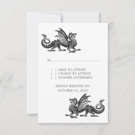 Silberdrache Hochzeitskarte RSVP Karte