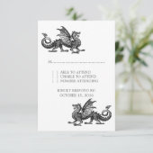Silberdrache Hochzeitskarte RSVP Karte (Stehend Vorderseite)
