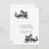 Silberdrache Hochzeitskarte RSVP Karte (Vorne/Hinten)