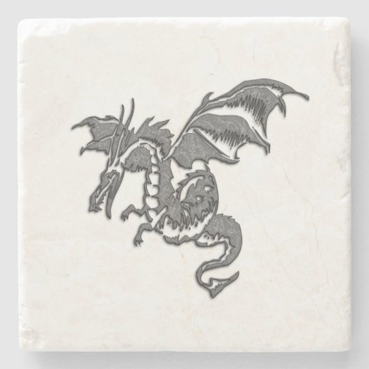 Silberdrache Steinuntersetzer (Vorderseite)
