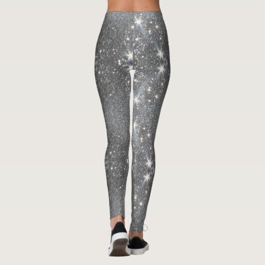Silbereffekt Glitzer Dance Stretch Pants - Pant Leggings (Rückseite)