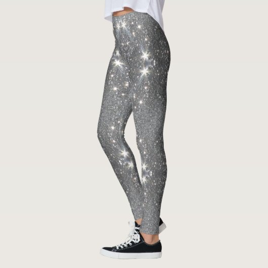 Silbereffekt Glitzer Dance Stretch Pants - Pant Leggings (Links)