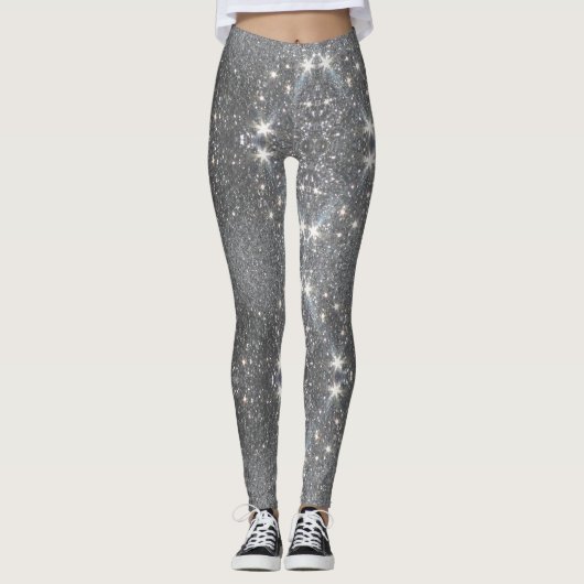 Silbereffekt Glitzer Dance Stretch Pants - Pant Leggings (Vorderseite)