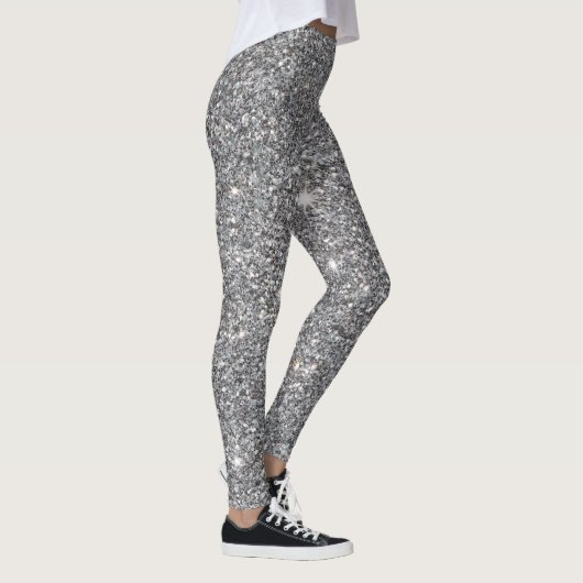 Silbereffekt Glitzer Leggings Frauen (Rechts)