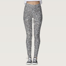 Silbereffekt Glitzer Leggings Frauen