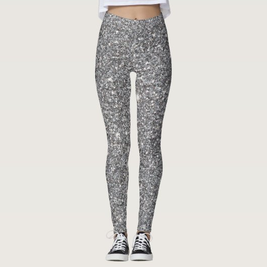 Silbereffekt Glitzer Leggings Frauen (Vorderseite)