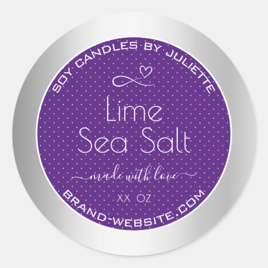 Silbereffekt Lila Pflaumensojenkandeln Verpackung Runder Aufkleber (Vorderseite)