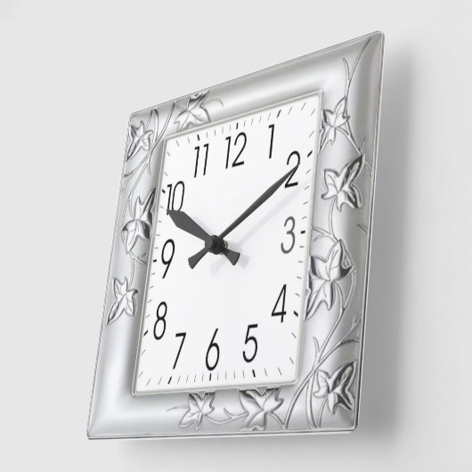Silbereffekt Quadratische Wanduhr (Winkel)