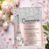 Silbereiffelturm, Rose aus Glas, Gold Einladung